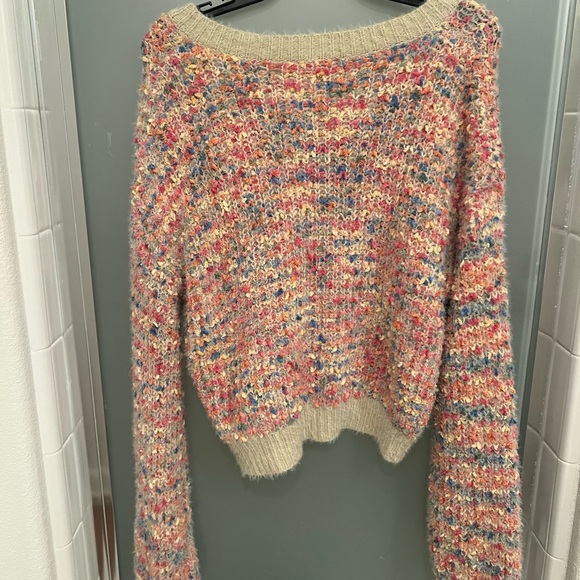 NEW confetti rainbow beige cozy sweater - Picture 6 of 8